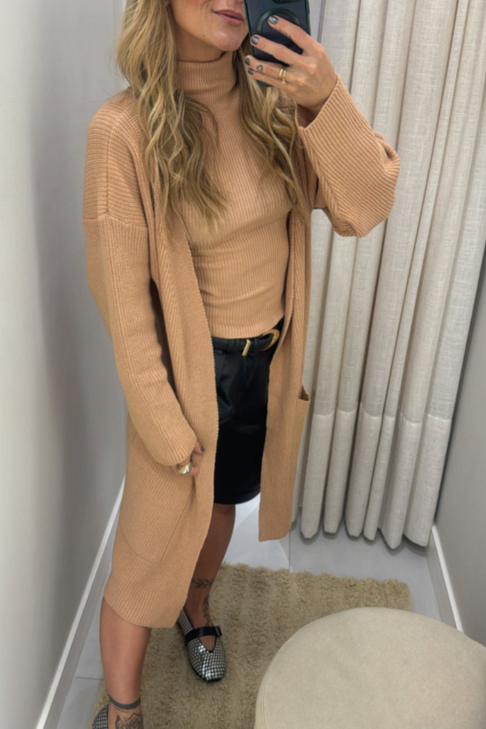 Conjunto Tricô Twin Set Cappuccino - Mini Moni