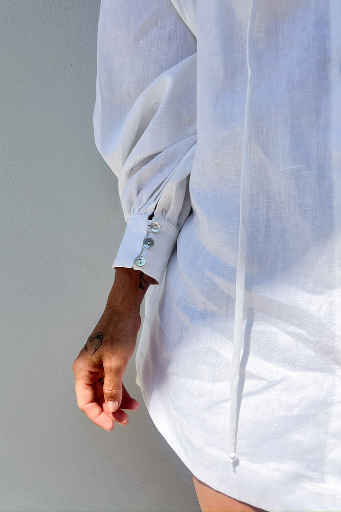 Maxi Camisa de Amarração Branca Liz - Mini Moni