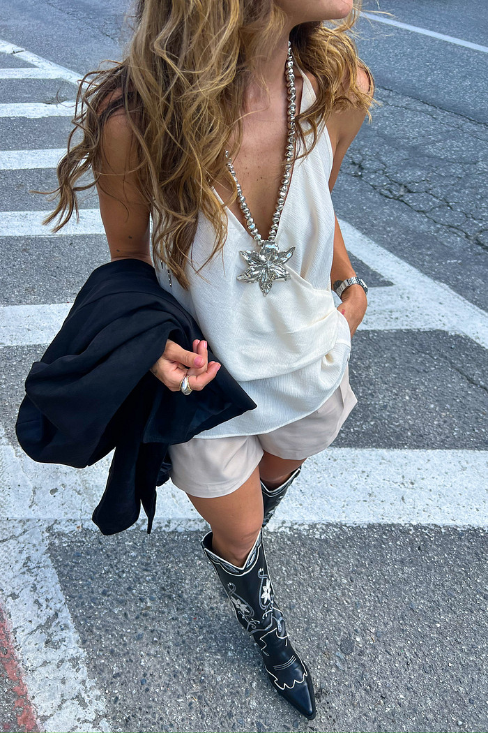 Blusa Frente Única Bege Monalisa - Mini Moni