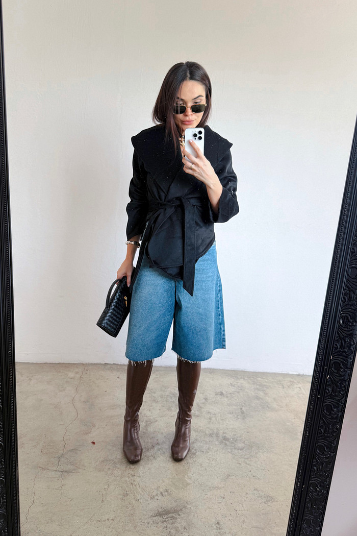 Casaco de Lã Batida Pétala Preto - Mini Moni