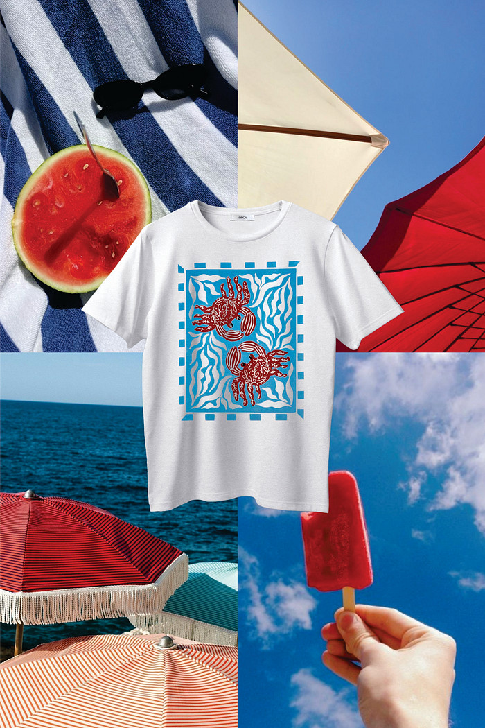 T-Shirt Caranguejo Mar Azul - MiniMoni