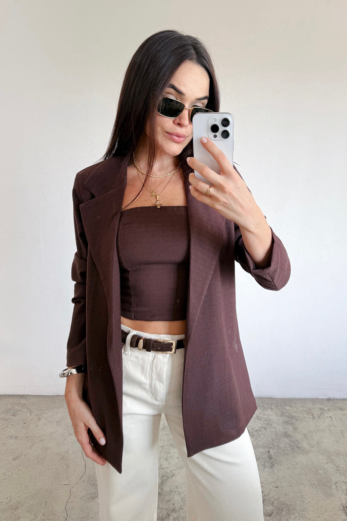 Maxi Blazer Regi Marrom - Mini Moni