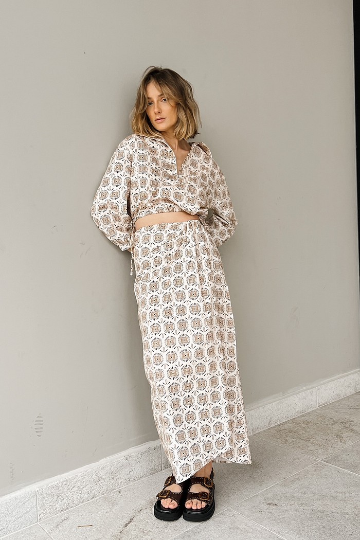 Saia Midi Estampada Dente De Leão - Mini Moni