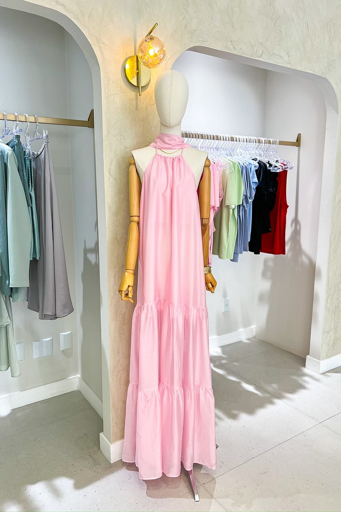 Vestido Longo Rosa Isis - MiniMoni