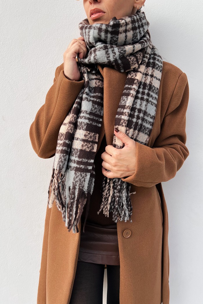 Cachecol  Marrom Xadrez - MiniMoni