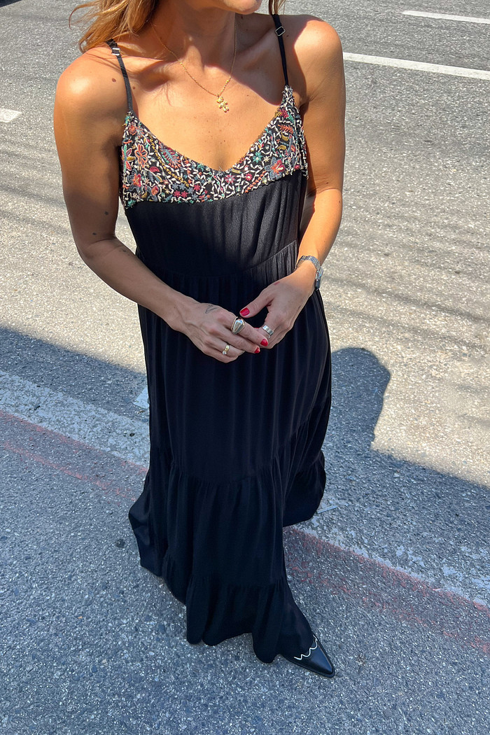 Vestido Longo Boho Preto - Mini Moni