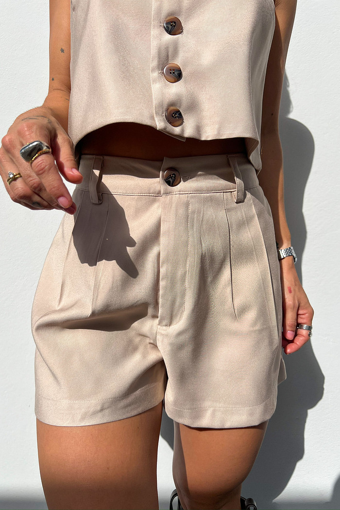 Shorts de Alfaiataria Areia Elise - Mini Moni