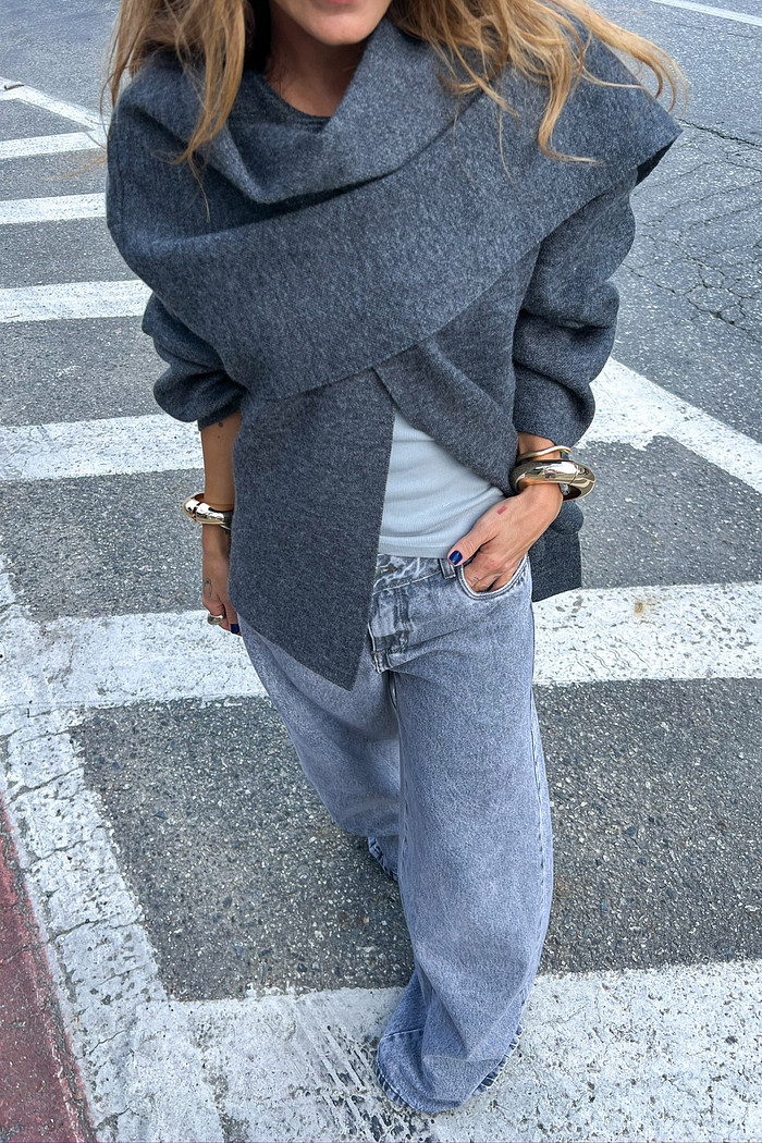 Tricô Cachecol Cinza – Mini Moni