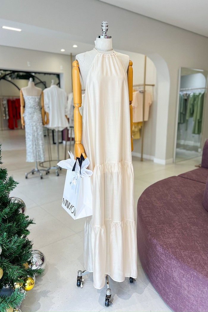 Vestido Longo Areia Isis - MiniMoni