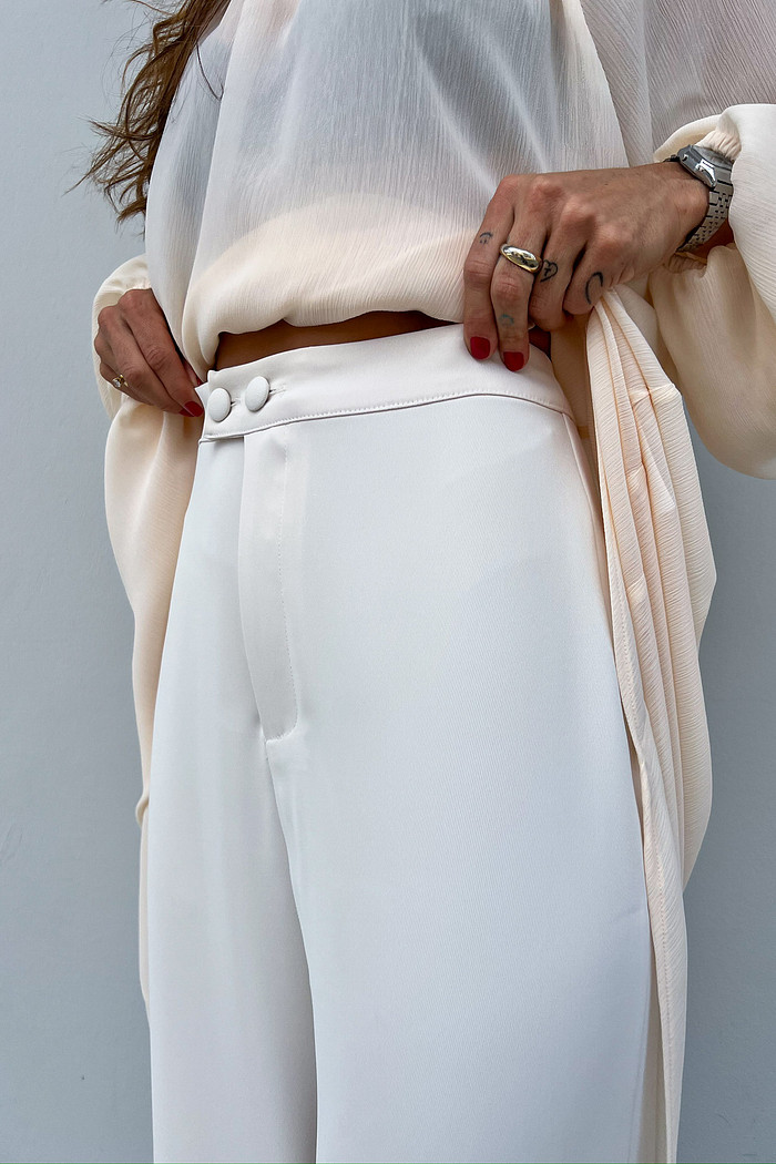 Calça de Alfaiataria Pantalona Lorena Bege - Mini Moni