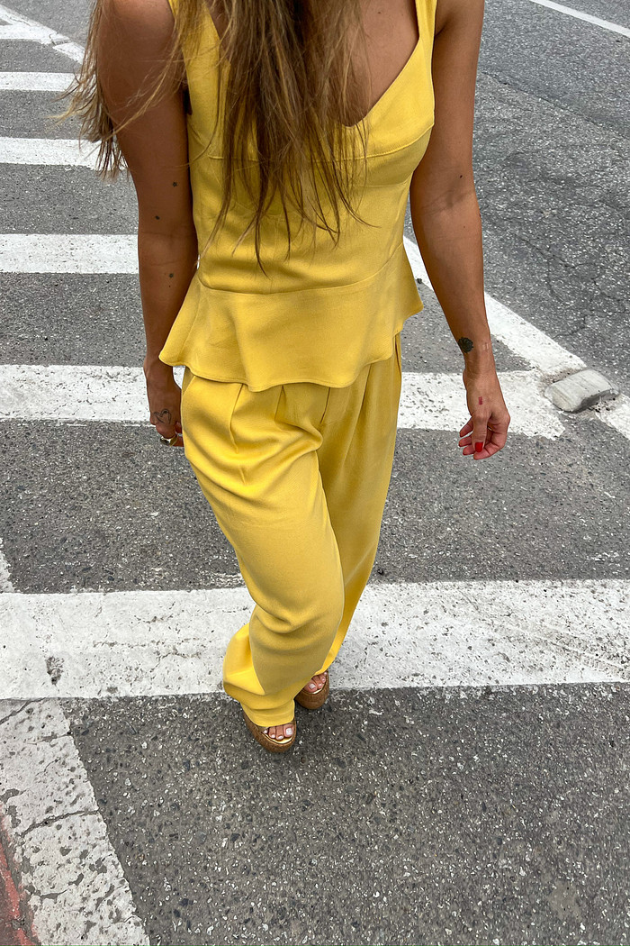 Calça de Alfaiataria Jasmine Amarelo Sol - Mini Moni