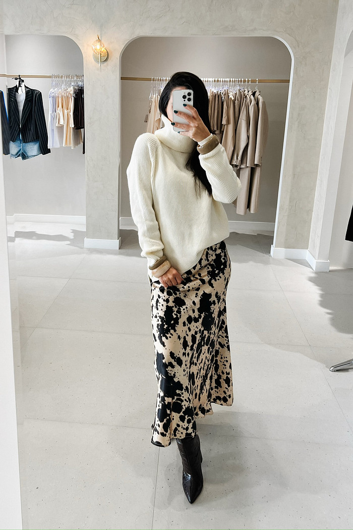 Saia Midi com Calda Animal Print - Mini Moni