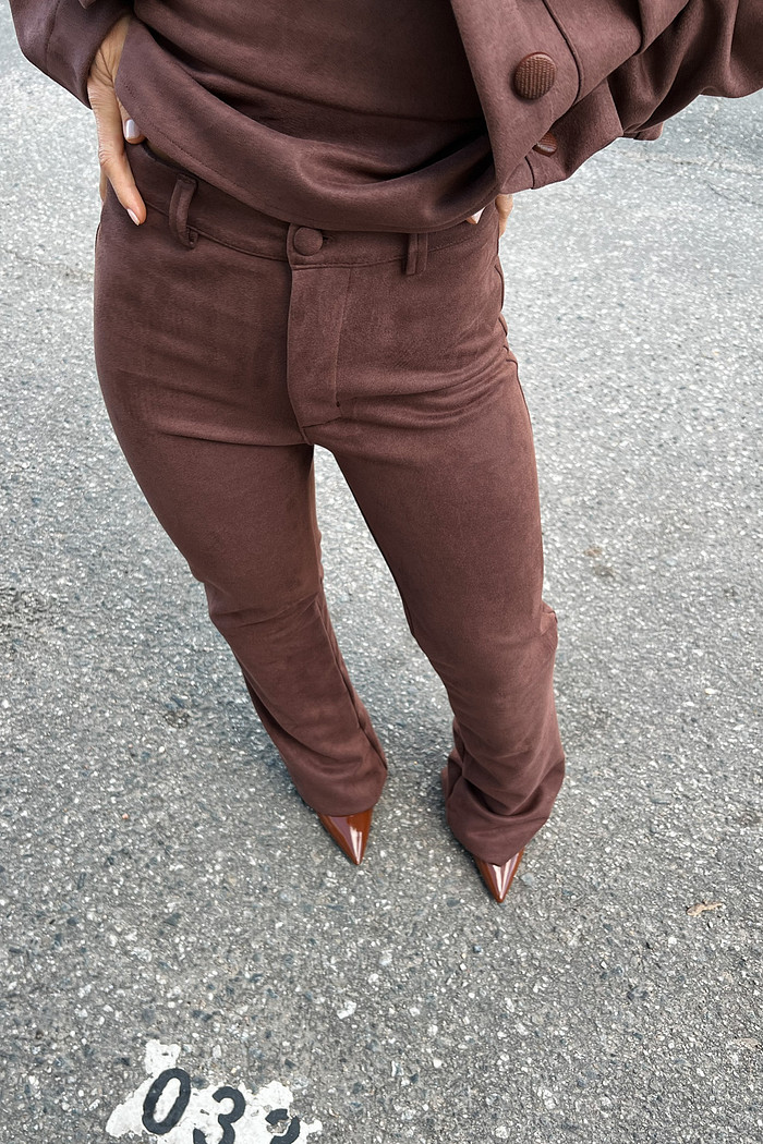 Calça de Suede Marrom Serena - Mini Moni