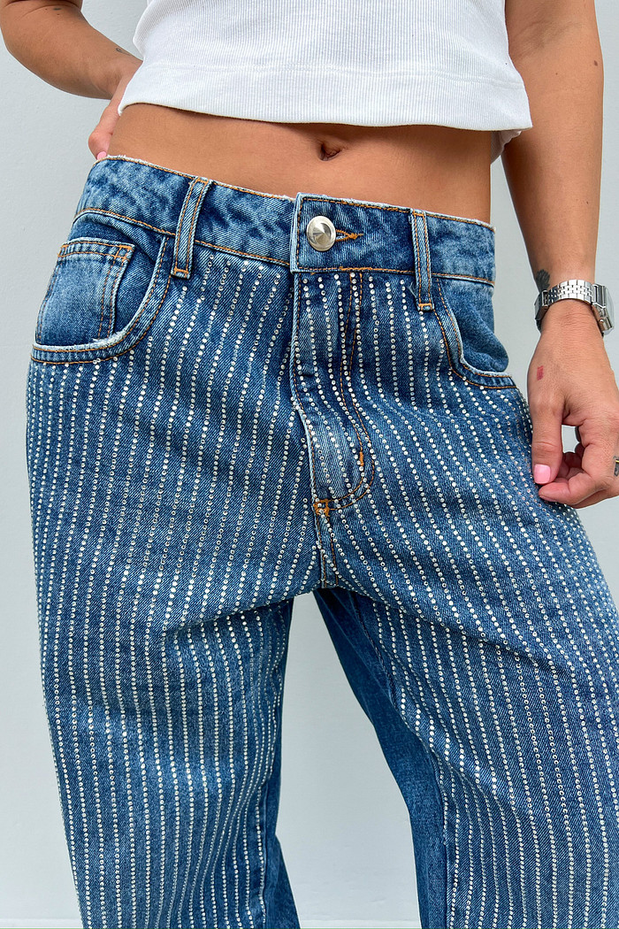Calça Denim Strass - Mini Moni