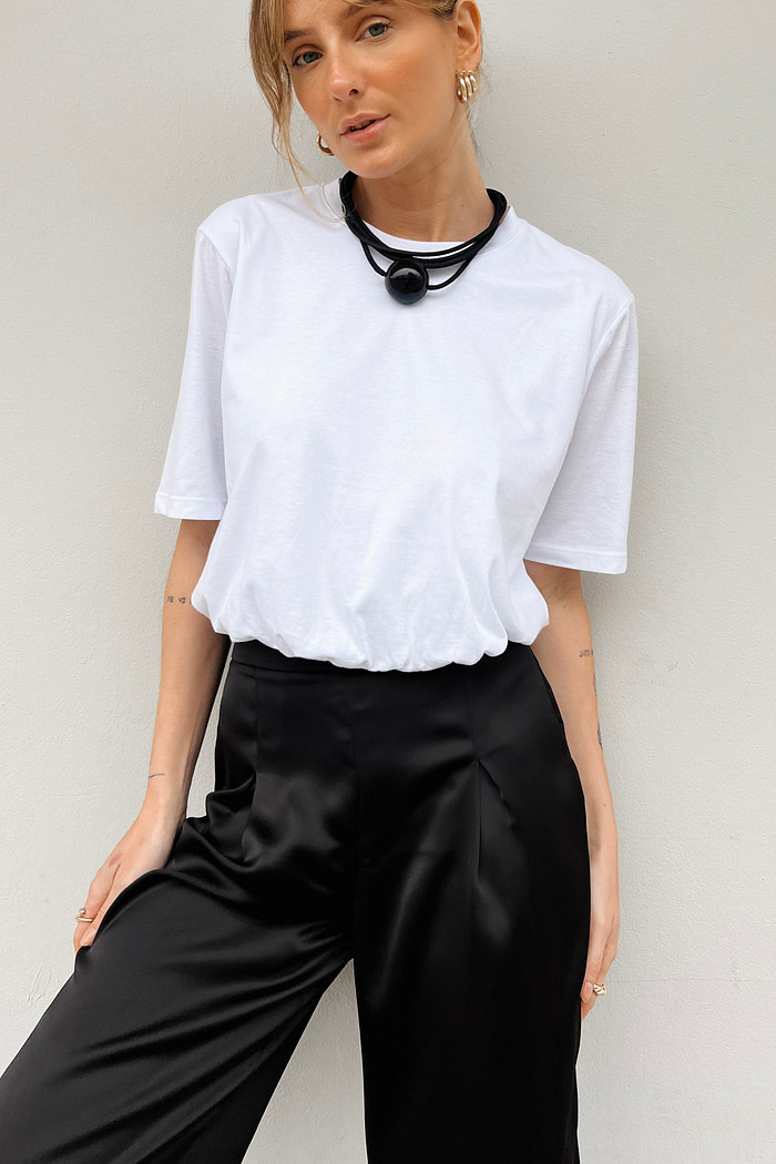 Blusa Cropped Balonê Branca Luana - Mini Moni