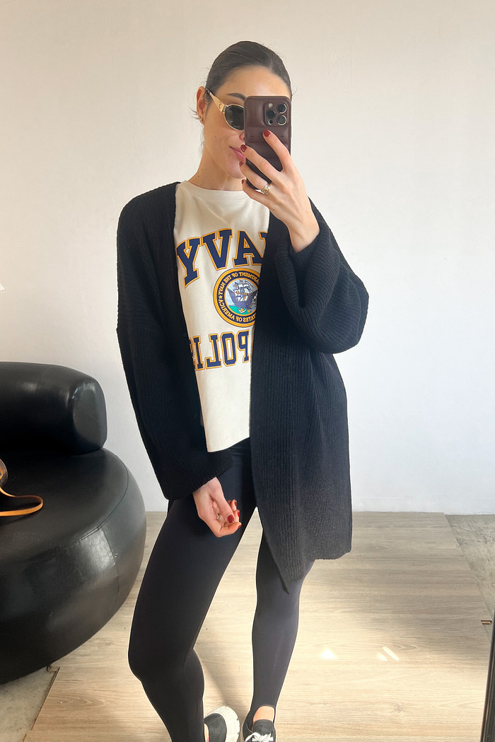 Blusa Básica Tee Navy Bege - Mini Moni