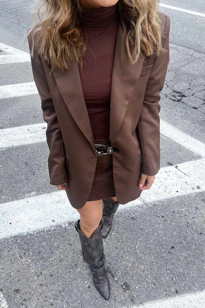 Blazer de Alfaiataria Marrom Joyce - Mini Moni​