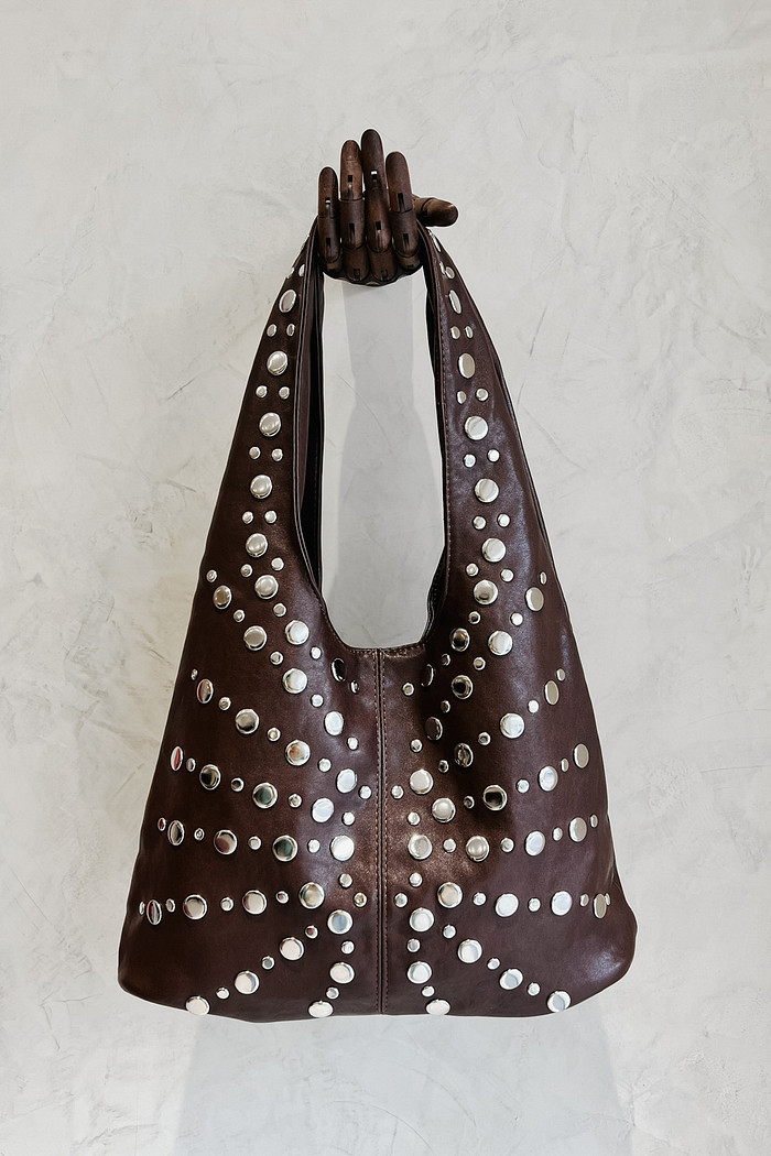 Bolsa Tote Bag Rebites Marrom - Mini Moni