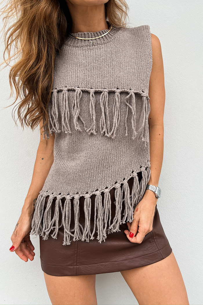 Regata Tricô Franja Cinza – Mini Moni