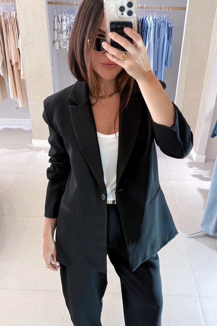 Blazer Julieta Manga Longa Preto - MiniMoni