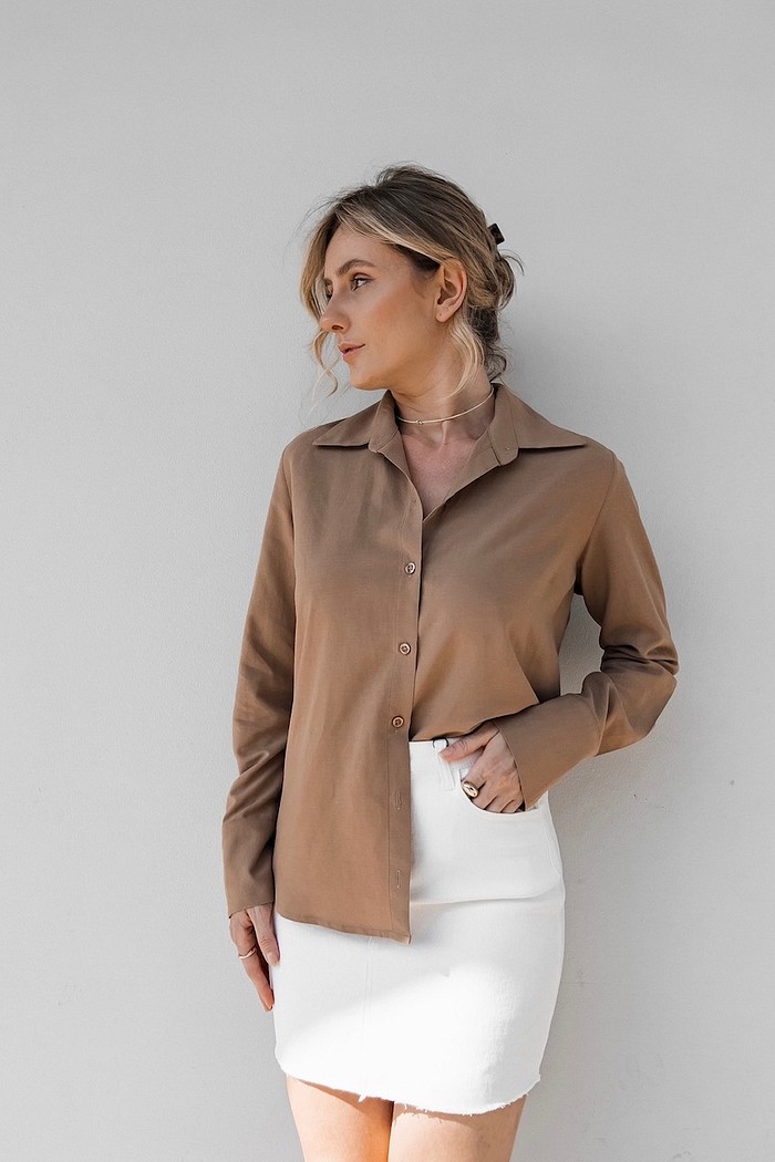 Camisa Feminina Marrom Fernandinha - Mini Moni