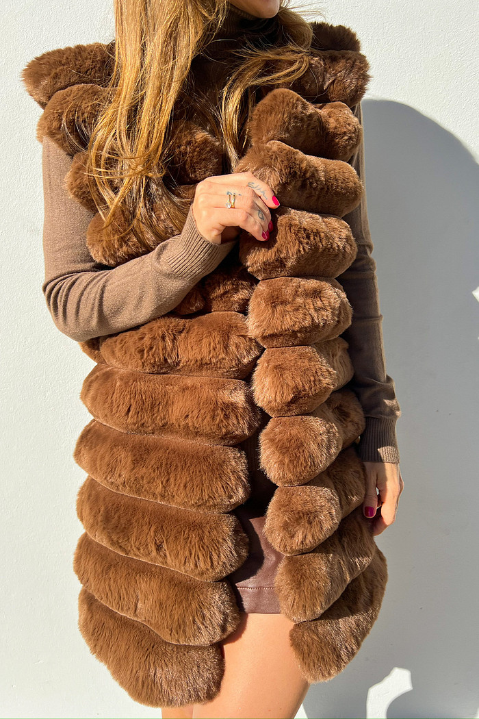 Maxi Colete de Pelo Marrom - Mini Moni