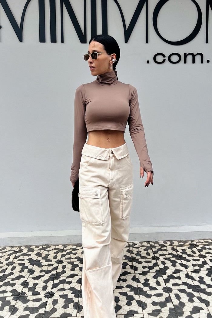 Calça Cargo Bege Jasmine - MiniMoni