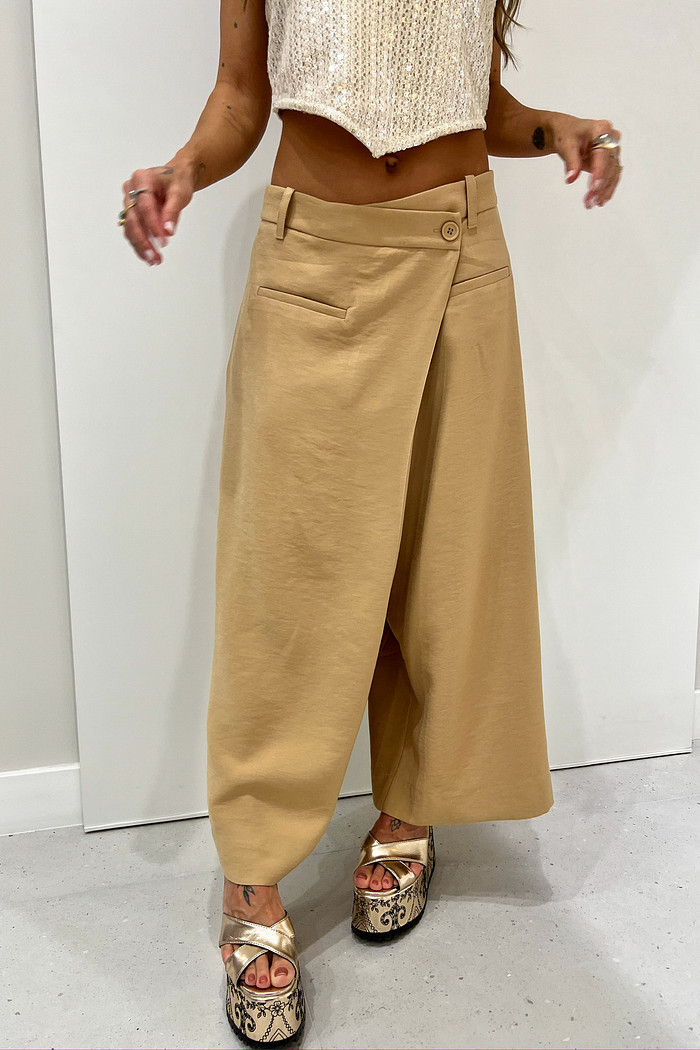 Calça Feminina Paracourt Pareo Bege - Mini Moni