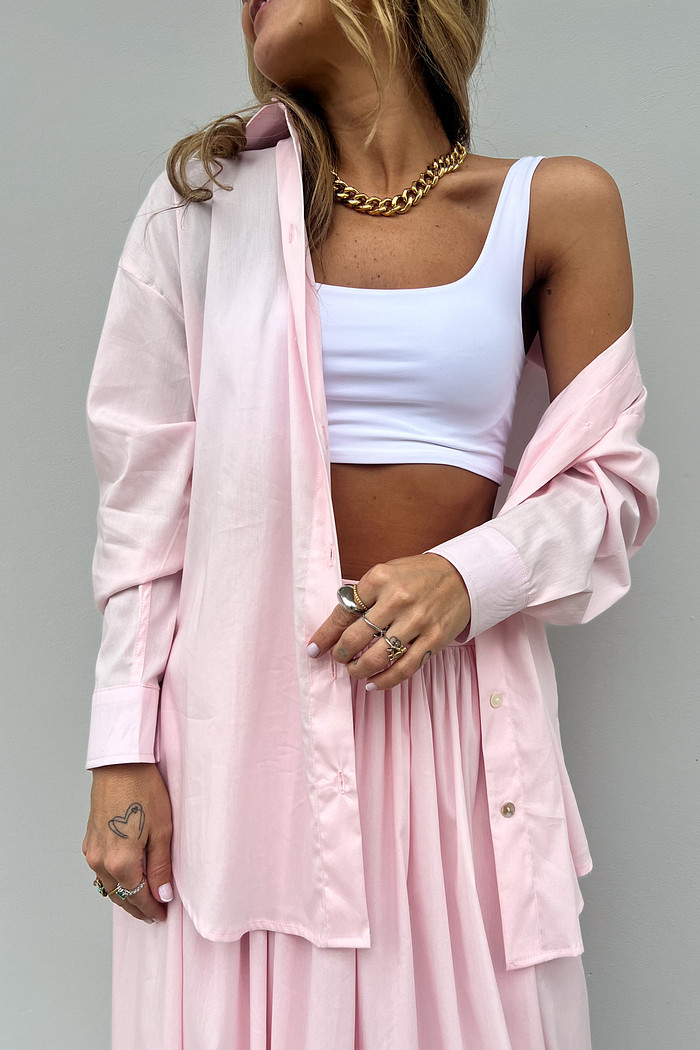 Camisa de Alfaiataria Feminina Rosa Itália - Mini Moni