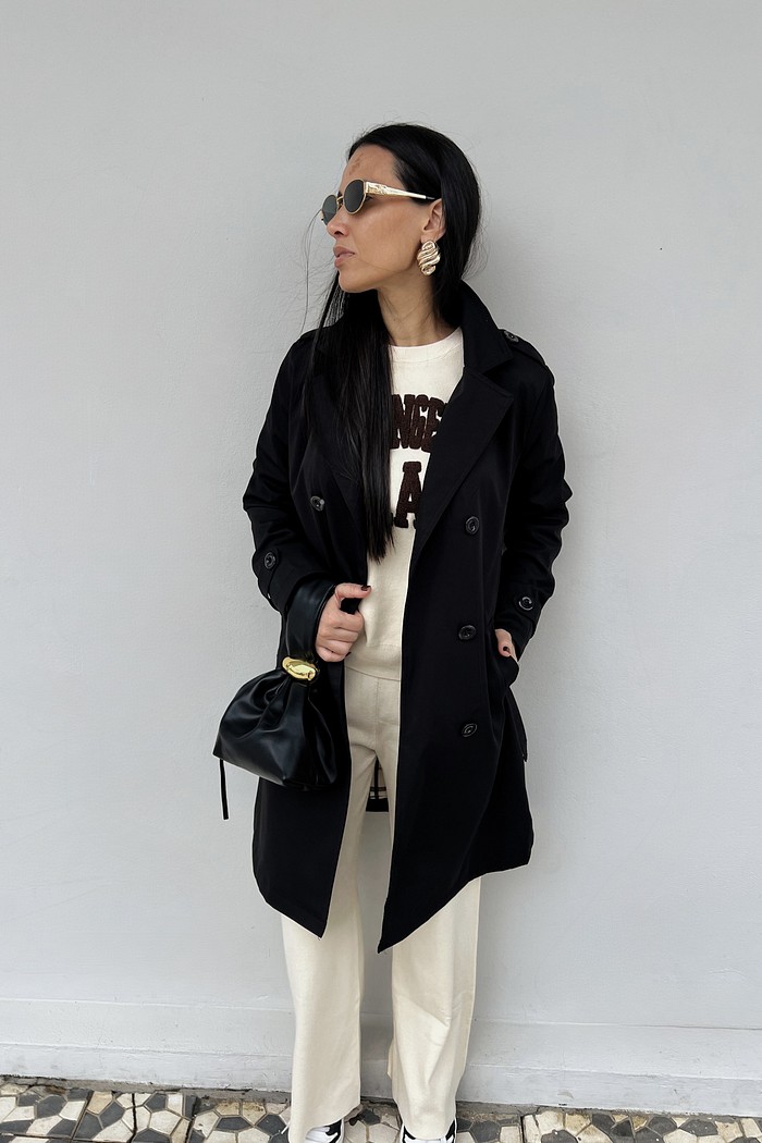 Trench  Coat  Preto Nadia - MiniMoni