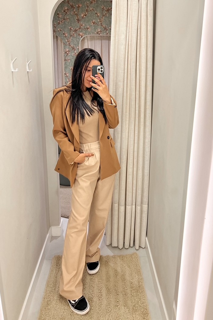 Calça Linho Alfaiataria Feminina Bege Sofia - Mini Moni