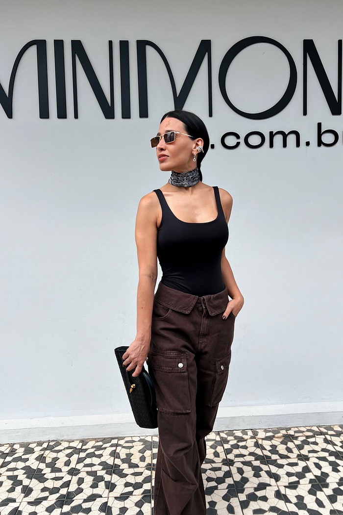 Calça Cargo Marrom Jasmine - MiniMoni