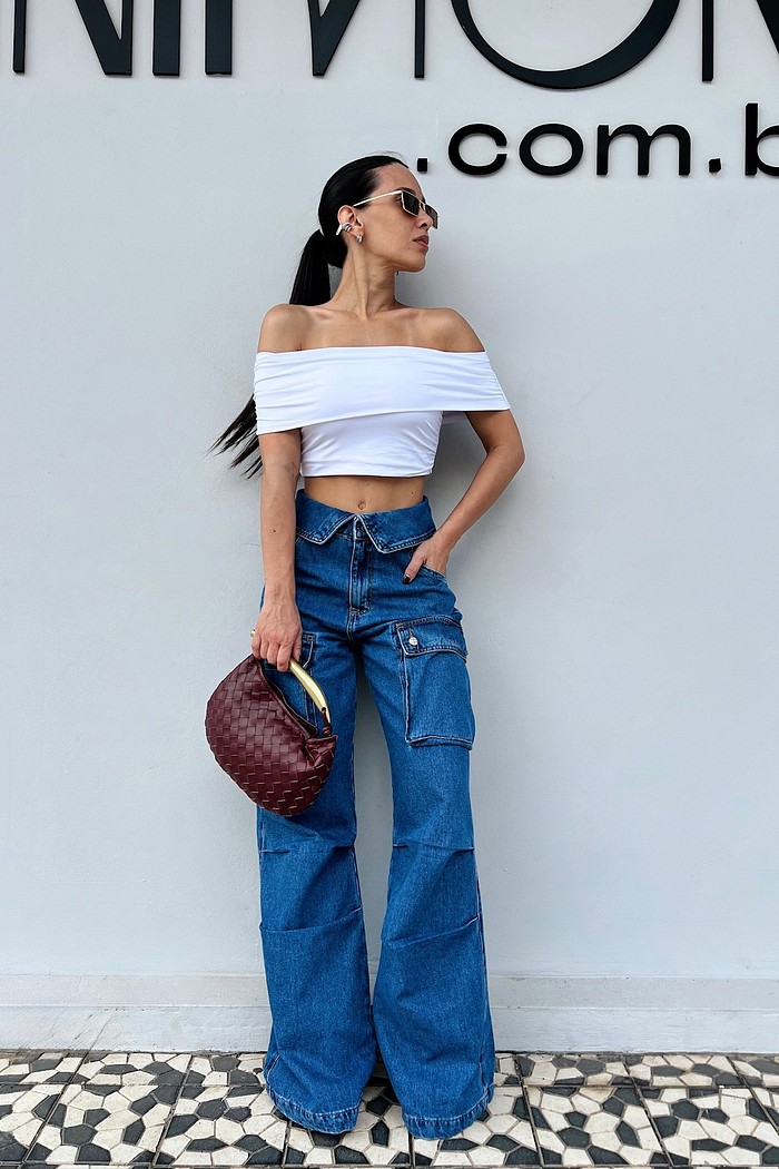 Calça Cargo Jeans  Jasmine  - MiniMoni