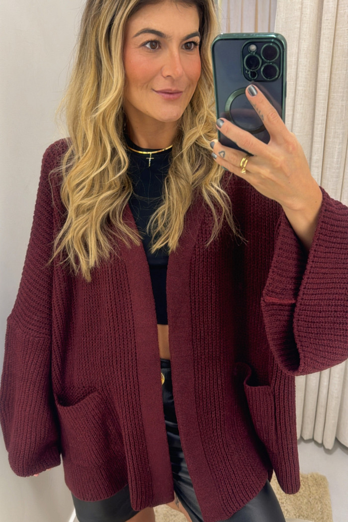 Cardigan Pontão Bordo - Mini Moni
