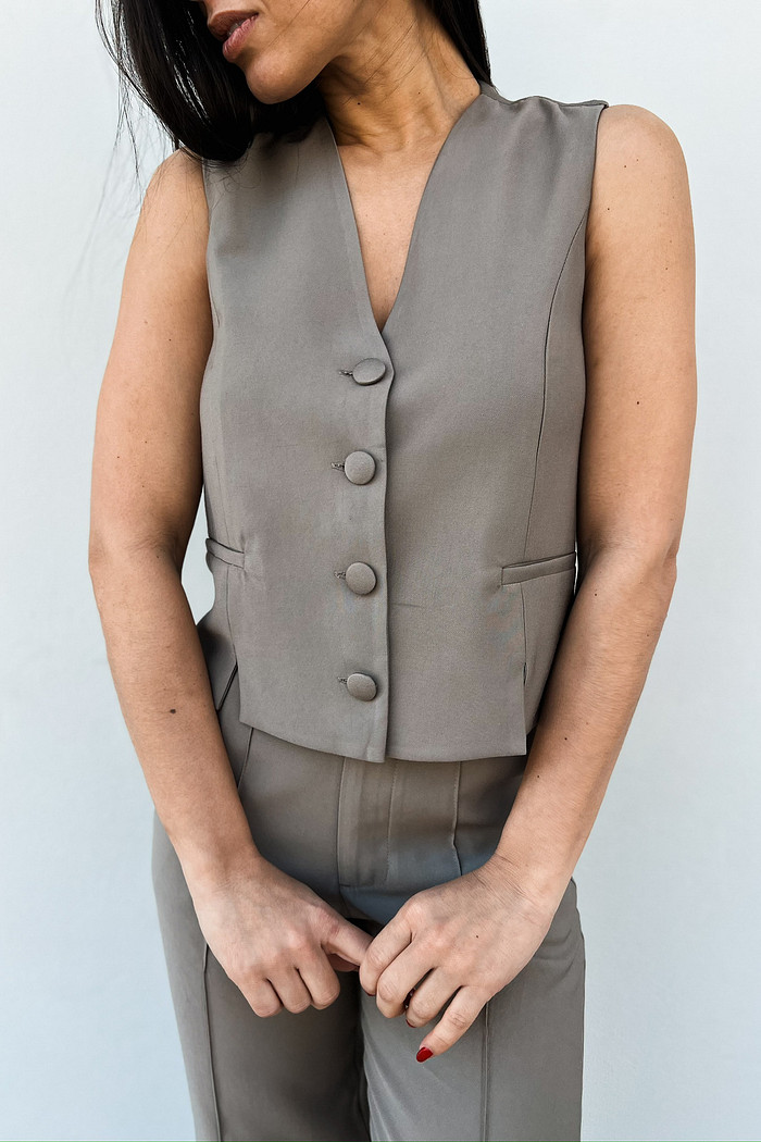 Colete de Alfaiataria Clarissa Verde Khaki - Mini Moni