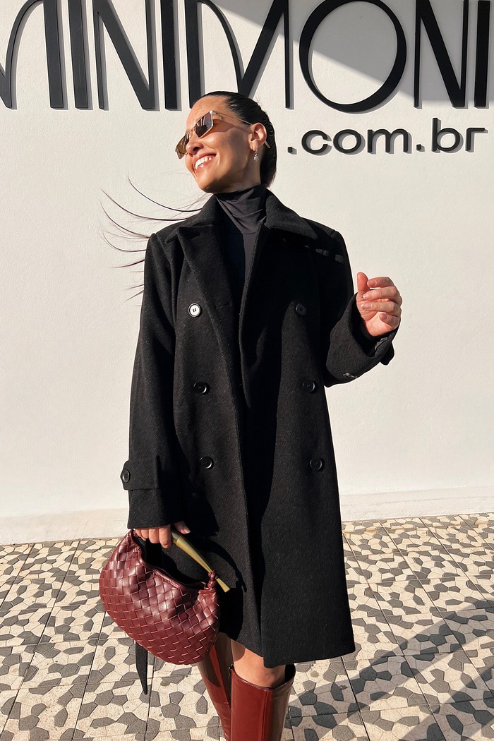 Sobretudo Lã  Batida  Preto  Beatriz - MiniMoni