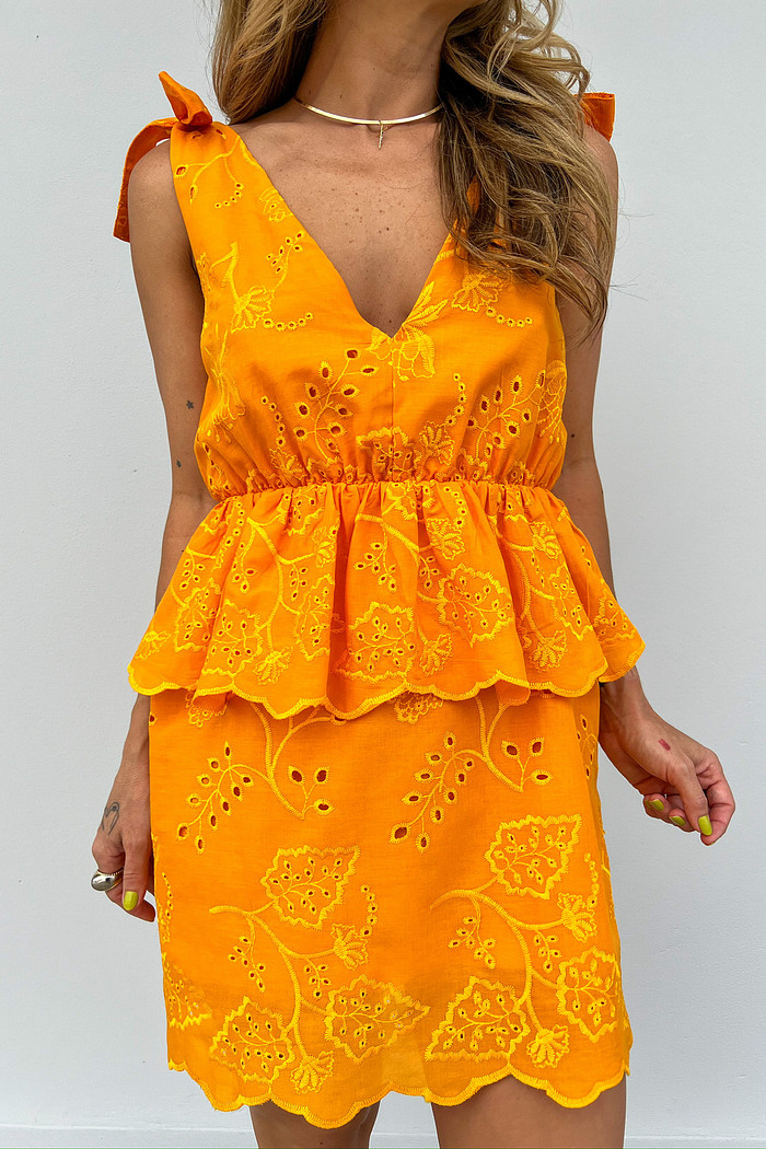 Vestido de Laise Laranja Cozumel - Mini Moni