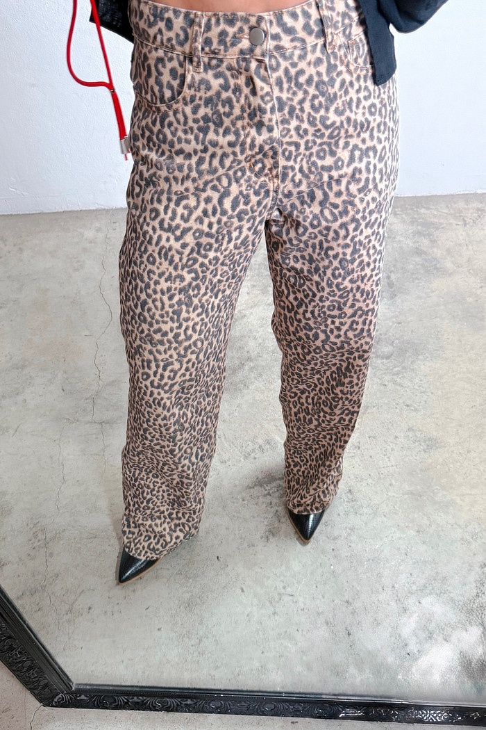 Calça de Sarja Wide Leg Onça - Mini Moni