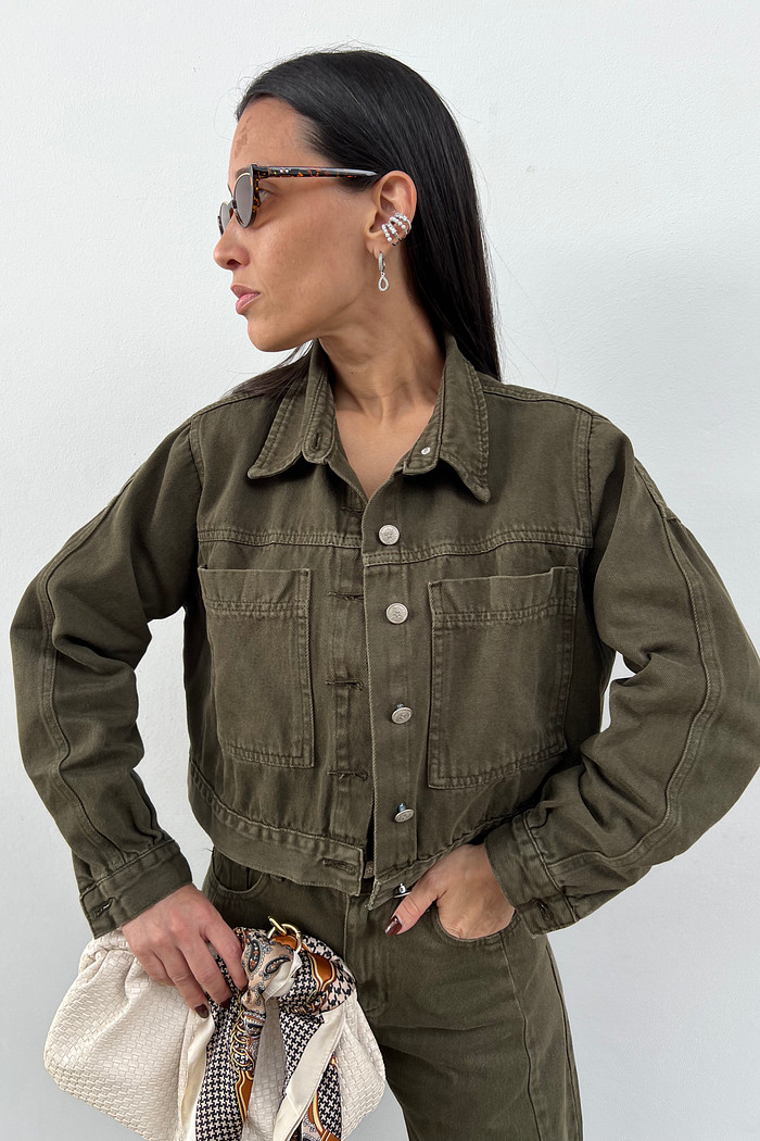 Jaqueta Jeans  Verde Militar Aryna - MiniMoni