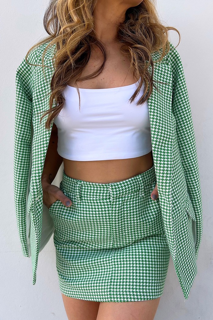 Mini Saia Ariel Xadrez Verde Bottega