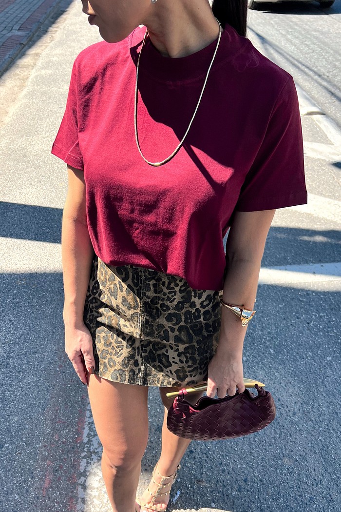 T-shirt Algodão Doce Vinho - Mini Moni