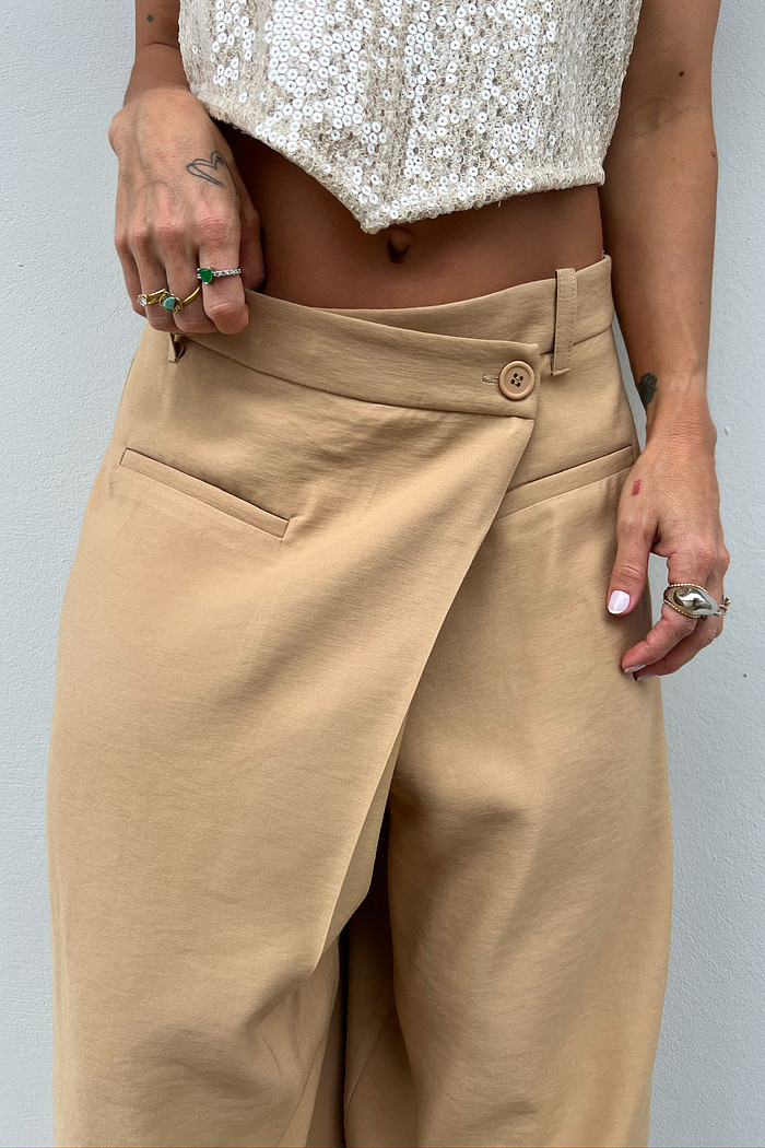 Calça Feminina Paracourt Pareo Bege - Mini Moni