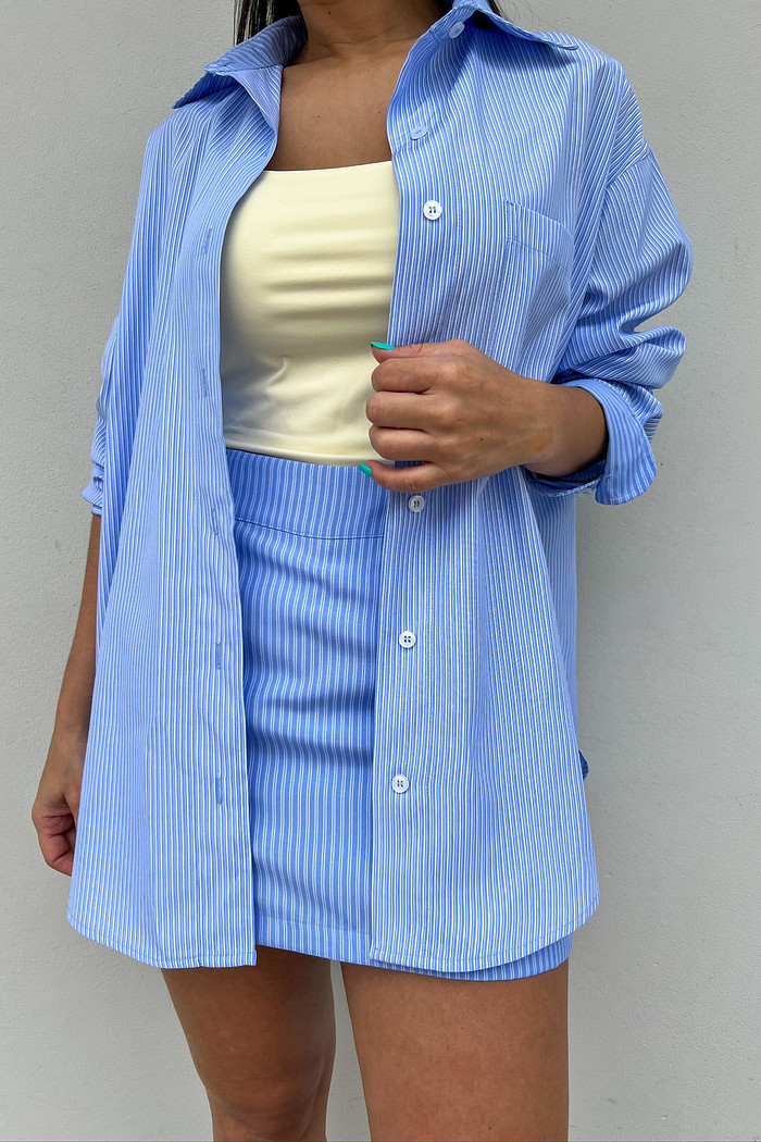 Maxi Camisa de Alfaiataria Listrado Santorini - Mini Moni