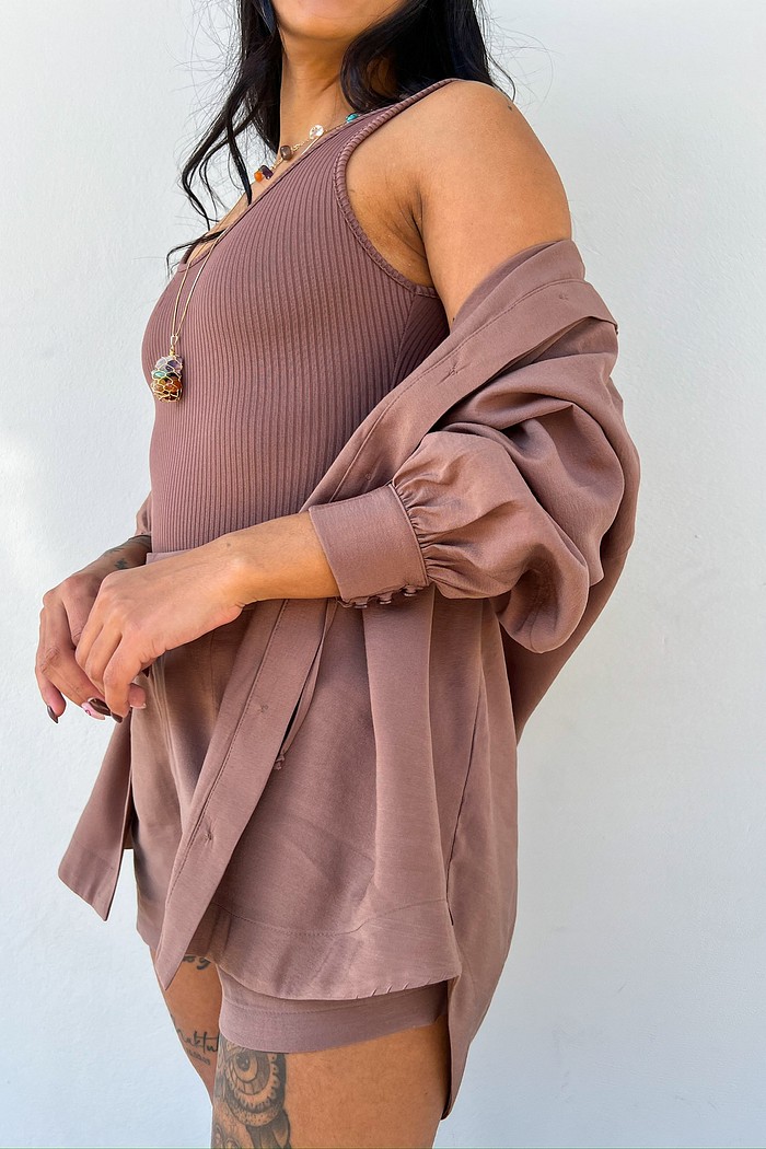 Maxi Camisa Nathalie Marrom - Mini Moni