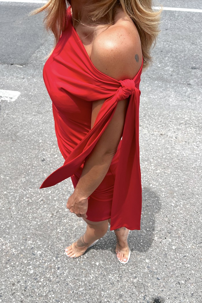 Vestido Curto Ombro a Ombro Vermelho Maitê - MiniMoni 