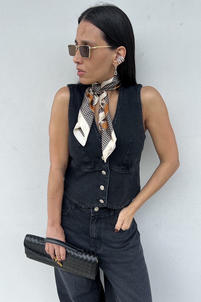 Colete Denim Preto Amanda - MiniMoni