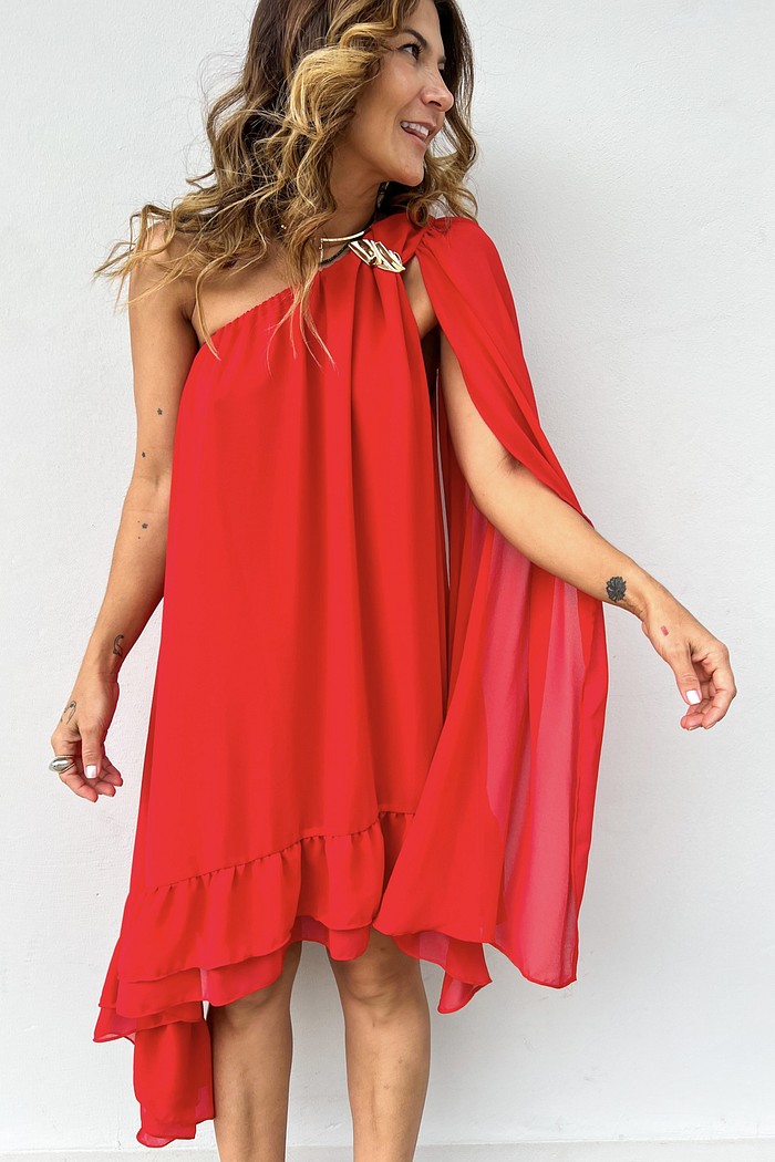 Vestido Vermelho Broche Cléo - MiniMoni