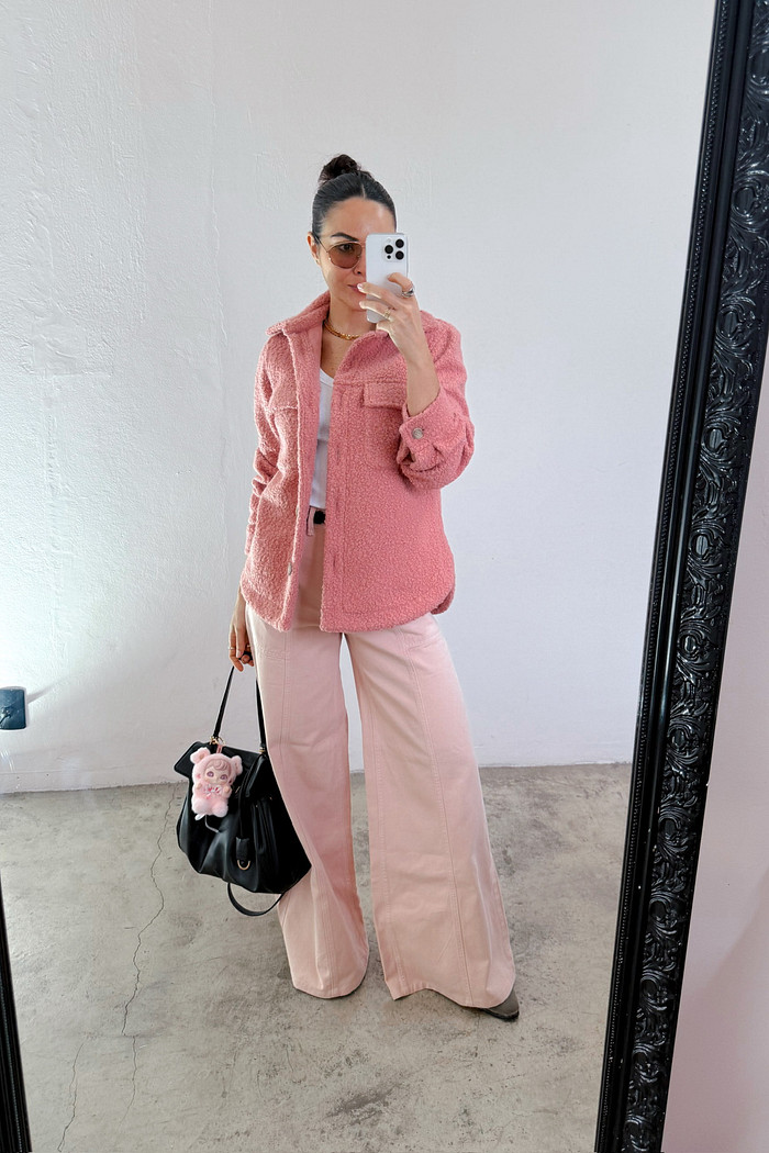 Calça de Sarja Pantalona Lupita Rosa - Mini Moni