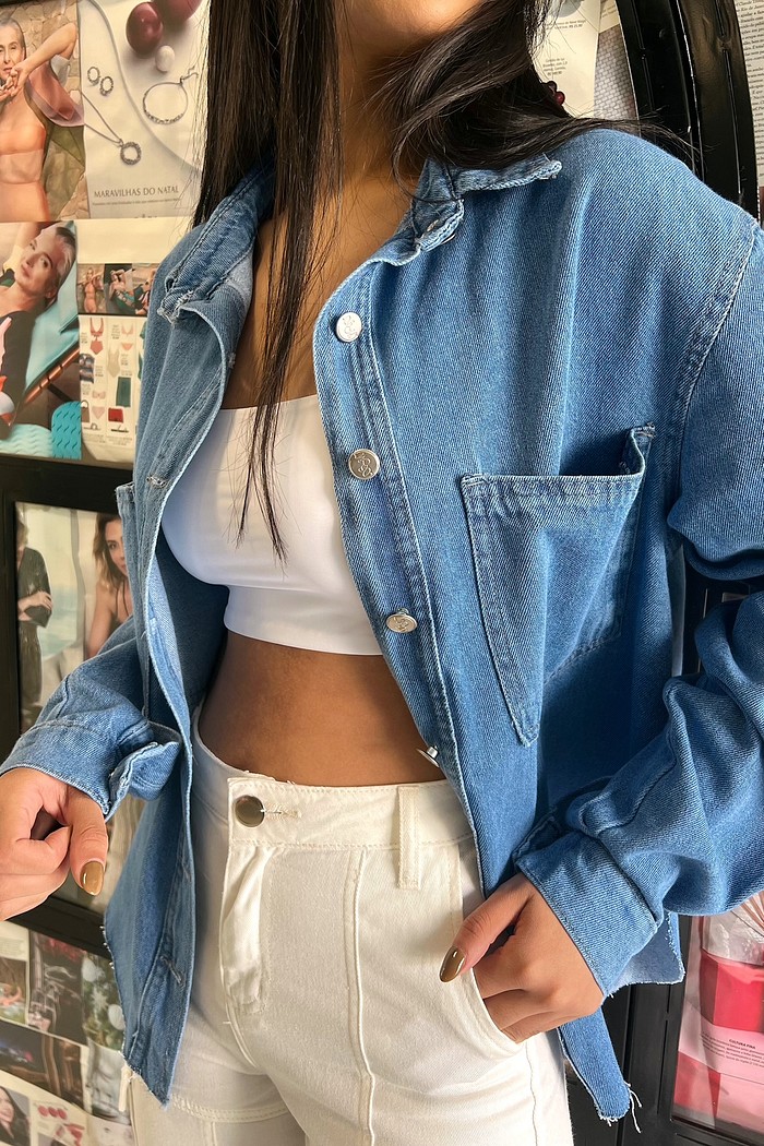 Camisa Denim Feminina Bianca - Mini Moni