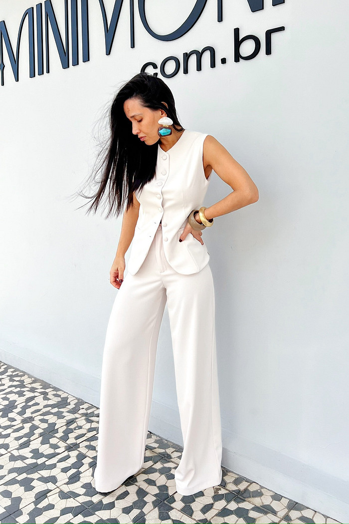 Colete de Alfaiataria Lorena Bege - Mini Moni